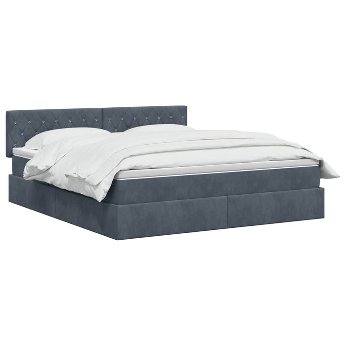 Pat cu LED și saltea Gri închis 140 x 190 cm Catifea WALTI