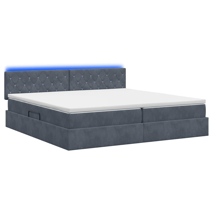 Pat cu LED și saltea Gri închis 200 x 200 cm Catifea - WALTI WALTI