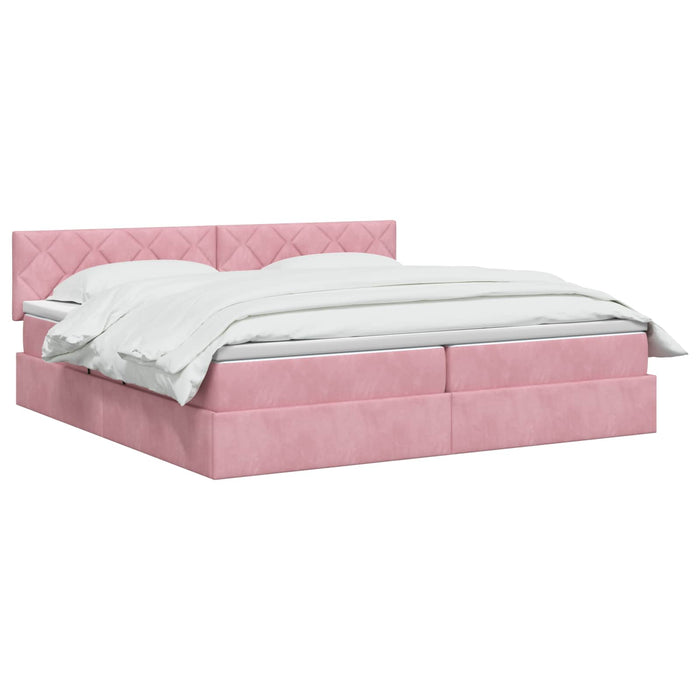 Pat cu LED și saltea Roz 200 x 200 cm Catifea WALTI