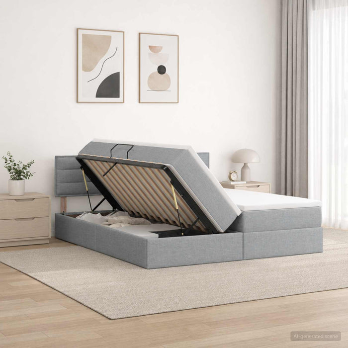 Pat cu storage 2 buc. Gri deschis Piele artificială WALTI