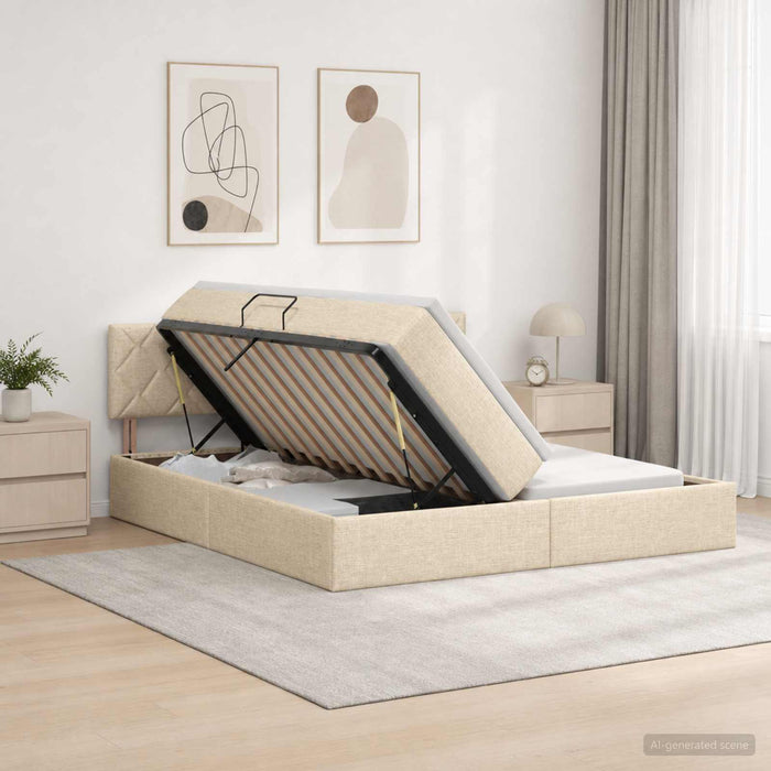 Pat cu storage cu headboard 2 buc. Crem Piele artificială - WALTI WALTI