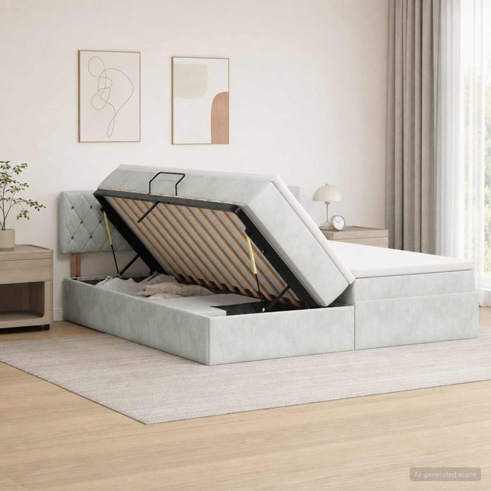 Pat cu storage cu headboard 2 buc. Gri deschis - WALTI WALTI