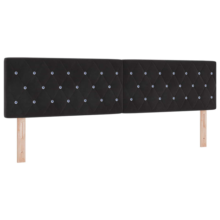 Pat cu LED și saltea Negru 180 x 200 cm Catifea WALTI