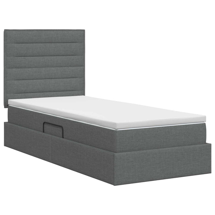 Pat cu saltea și spațiu de depozitare Gri închis 90 x 190 cm WALTI
