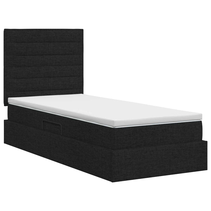 Pat cu saltea și spațiu de depozitare Negru 90 x 190 cm WALTI