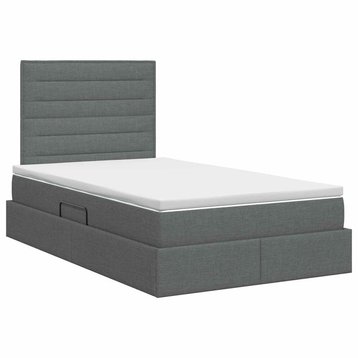 Pat cu saltea și spațiu de depozitare Gri închis 120 x 200 cm WALTI