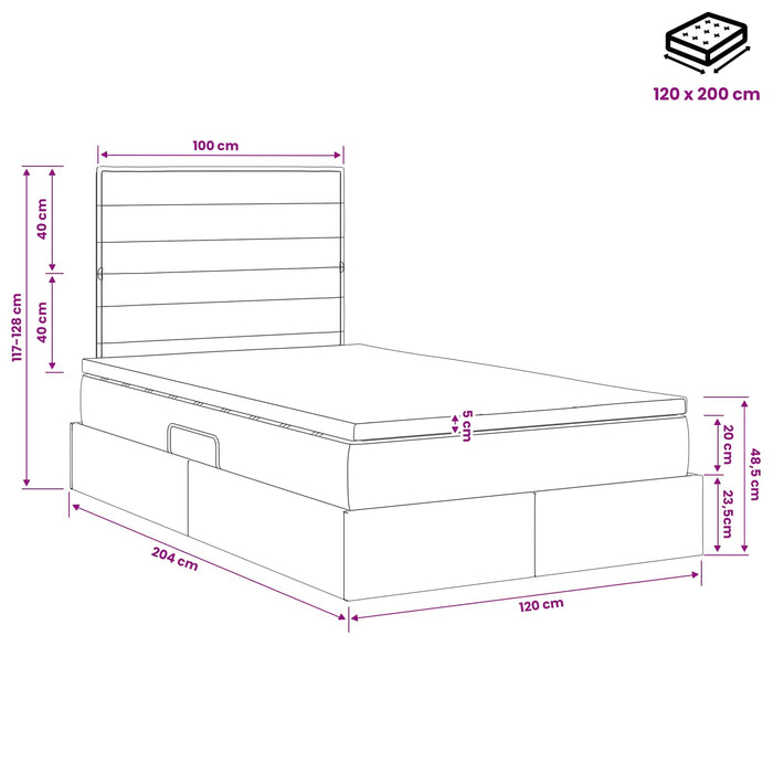 Pat cu saltea și spațiu de depozitare Gri închis 120 x 200 cm WALTI