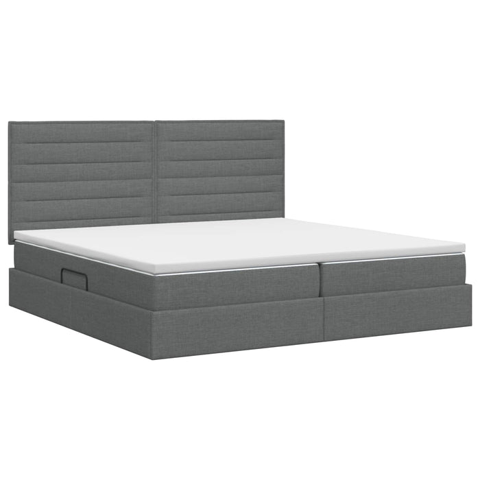 Pat cu saltea și spațiu de depozitare Gri închis 200 x 200 cm WALTI