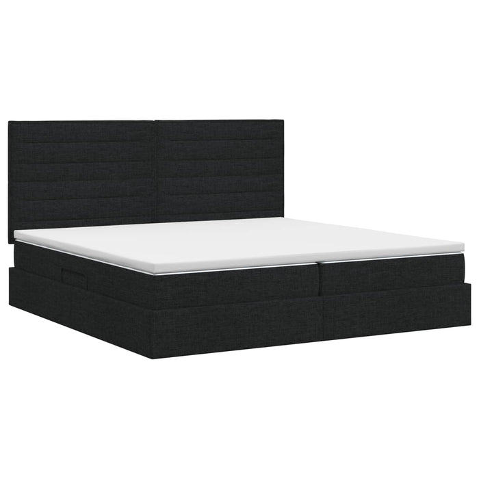 Pat cu saltea și spațiu de depozitare Negru 200 x 200 cm WALTI