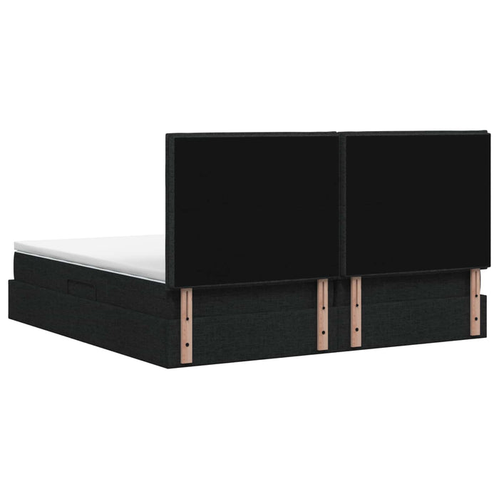 Pat cu saltea și spațiu de depozitare Negru 200 x 200 cm WALTI