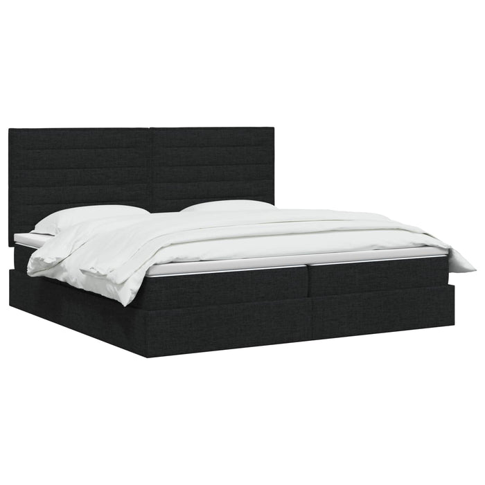 Pat cu saltea și spațiu de depozitare Negru 200 x 200 cm WALTI