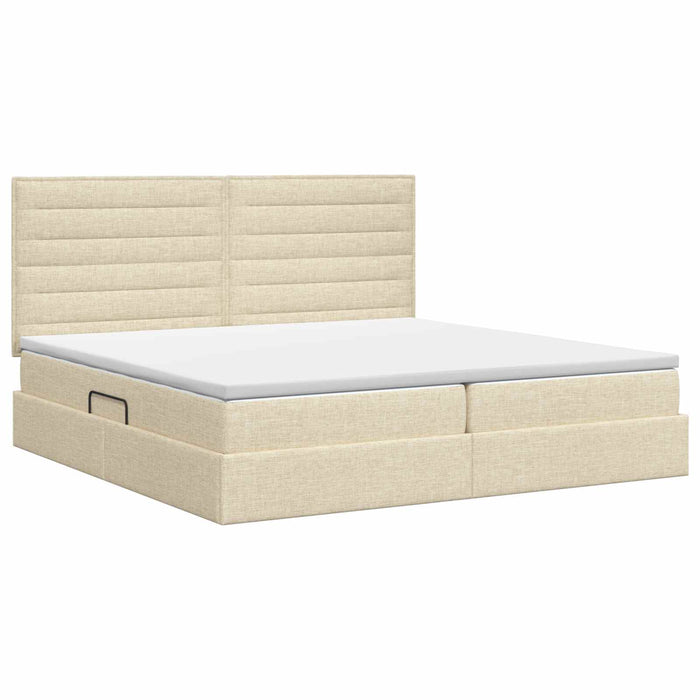 Pat cu saltea și spațiu de depozitare Crem 200 x 200 cm WALTI