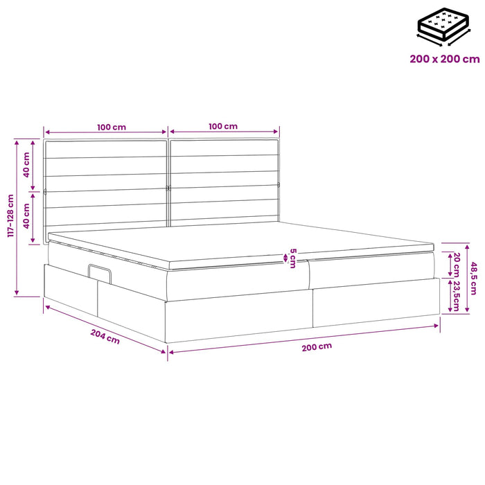 Pat cu saltea și spațiu de depozitare Crem 200 x 200 cm WALTI