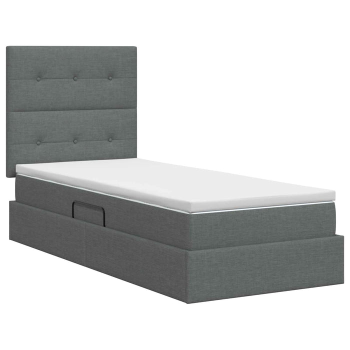 Pat cu saltea și spațiu de depozitare Gri închis 90 x 190 cm WALTI