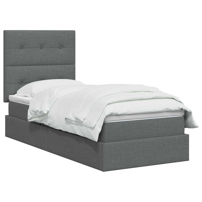 Pat cu saltea și spațiu de depozitare Gri închis 90 x 190 cm WALTI