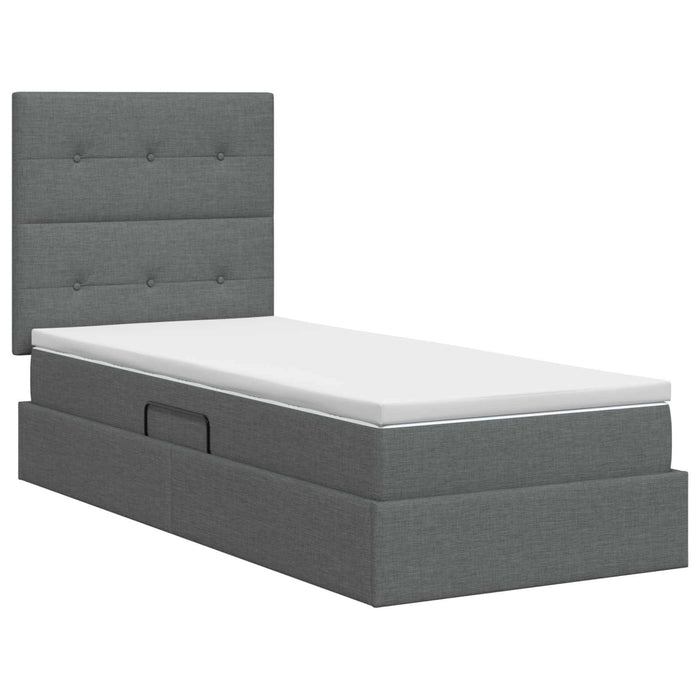 Pat cu saltea și spațiu de depozitare Gri închis 90 x 200 cm WALTI