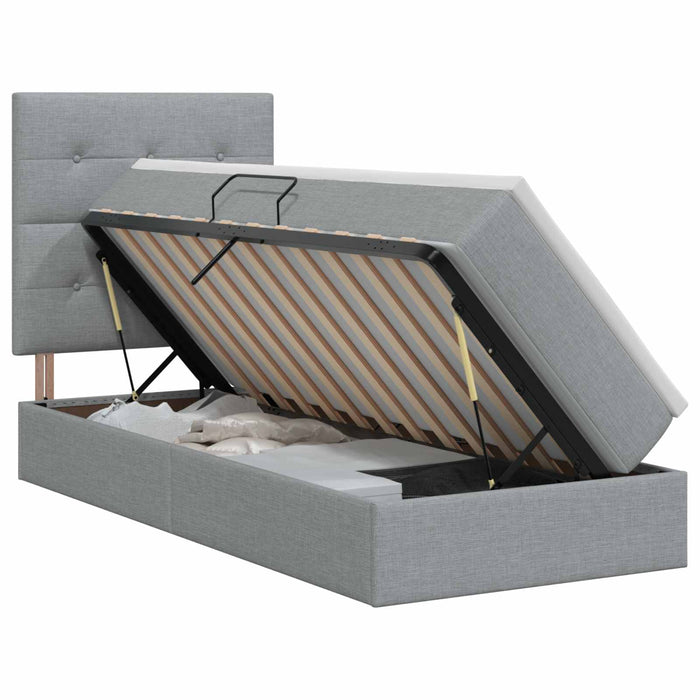 Pat cu saltea și spațiu de depozitare Gri deschis 100 x 200 cm WALTI