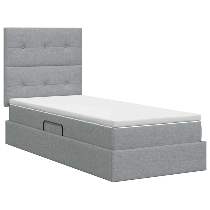 Pat cu saltea și spațiu de depozitare Gri deschis 100 x 200 cm WALTI