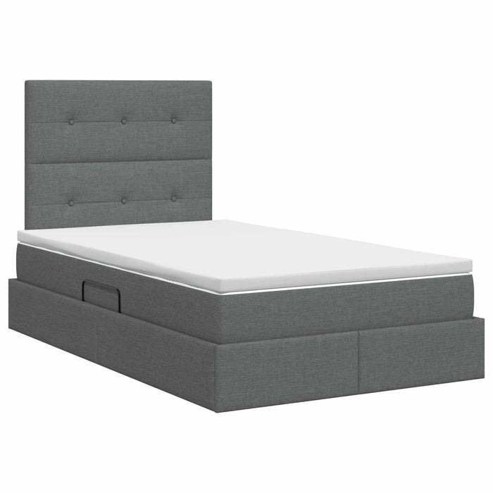 Pat cu saltea și spațiu de depozitare Gri închis 120 x 200 cm - WALTI WALTI
