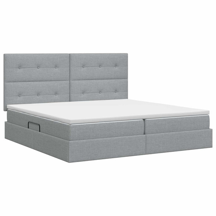 Pat cu saltea și spațiu de depozitare Gri deschis 200 x 200 cm WALTI