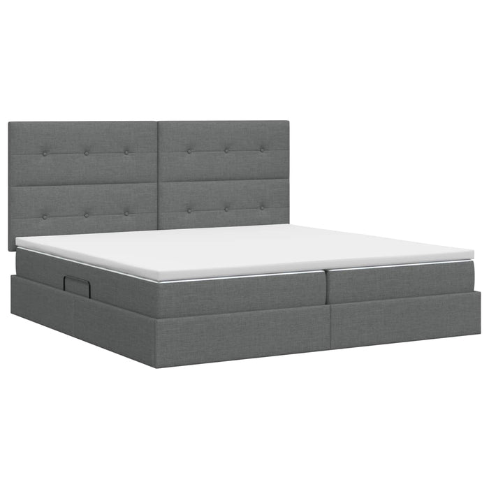 Pat cu saltea și spațiu de depozitare Gri închis 200 x 200 cm WALTI