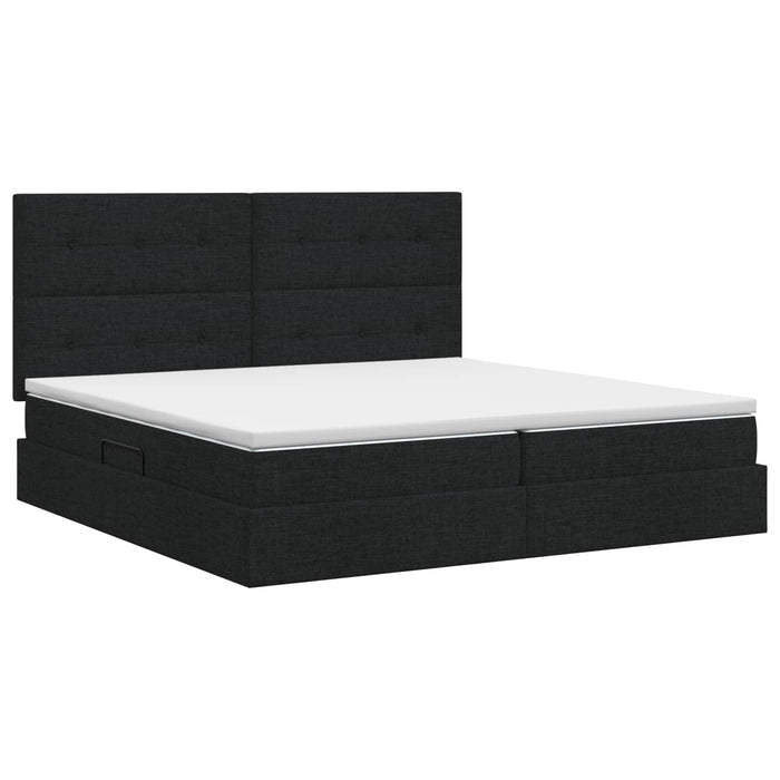 Pat cu saltea și spațiu de depozitare Negru 200 x 200 cm - WALTI WALTI
