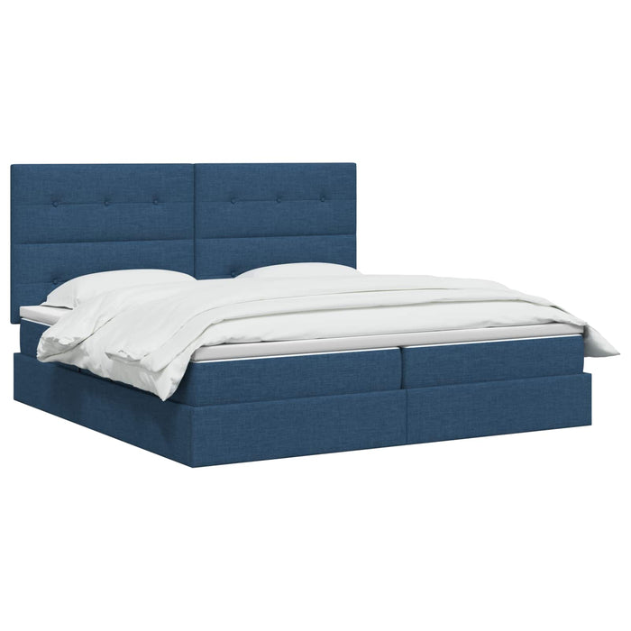 Pat cu saltea și spațiu de depozitare albastru 200 x 200 cm WALTI