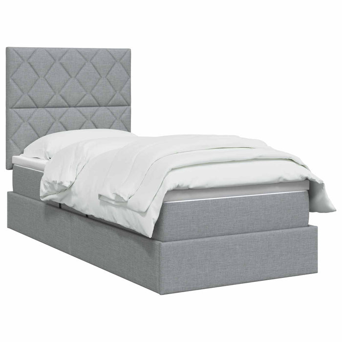 Pat cu saltea și spațiu de depozitare Gri deschis 90 x 190 cm WALTI