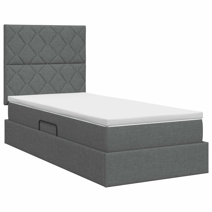 Pat cu saltea și spațiu de depozitare Gri închis 100 x 200 cm WALTI