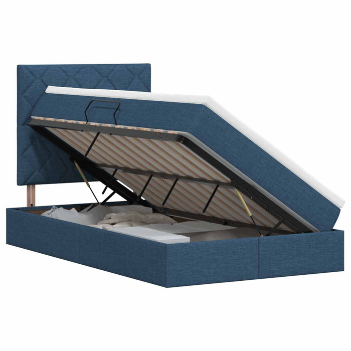 Pat cu saltea și spațiu de depozitare albastru 120 x 200 cm WALTI