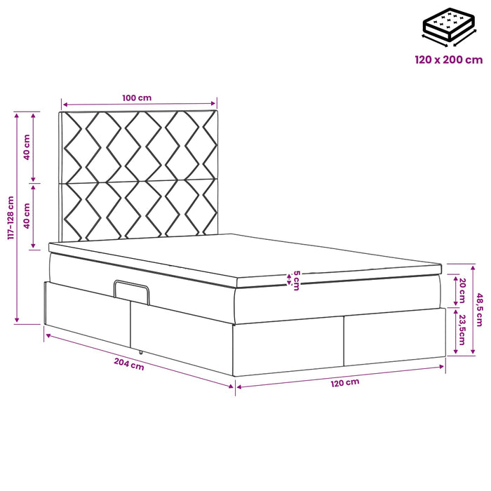 Pat cu saltea și spațiu de depozitare albastru 120 x 200 cm WALTI