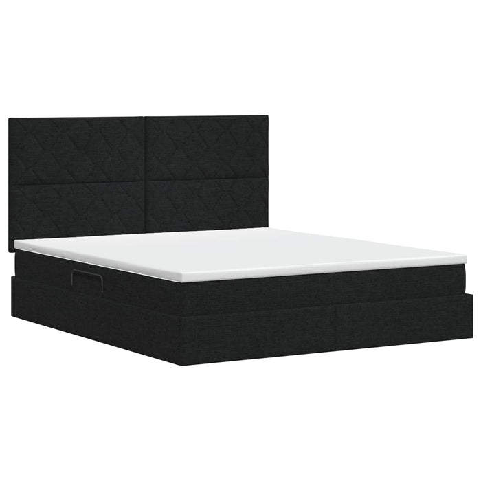Pat cu saltea și spațiu de depozitare Negru 140 x 190 cm WALTI