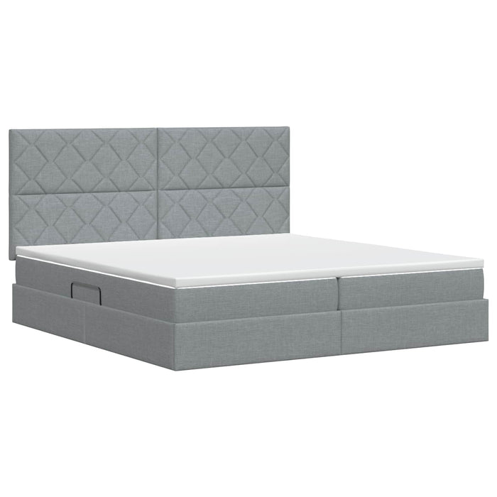 Pat cu saltea și spațiu de depozitare Gri deschis 200 x 200 cm WALTI