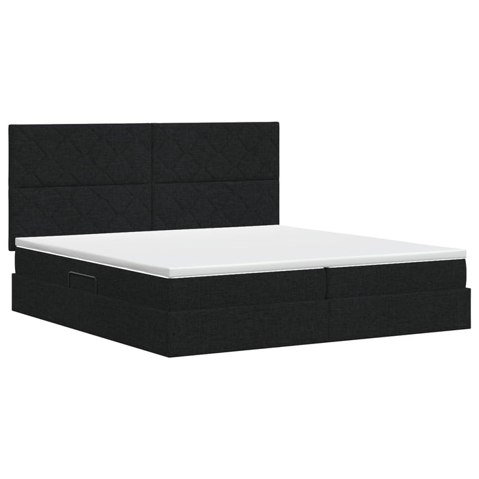 Pat cu saltea și spațiu de depozitare Negru 200 x 200 cm WALTI