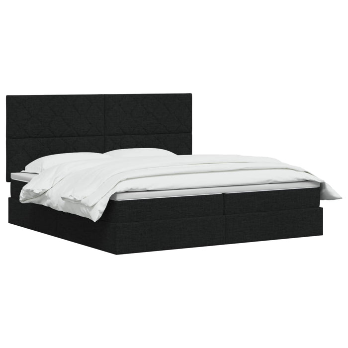 Pat cu saltea și spațiu de depozitare Negru 200 x 200 cm WALTI