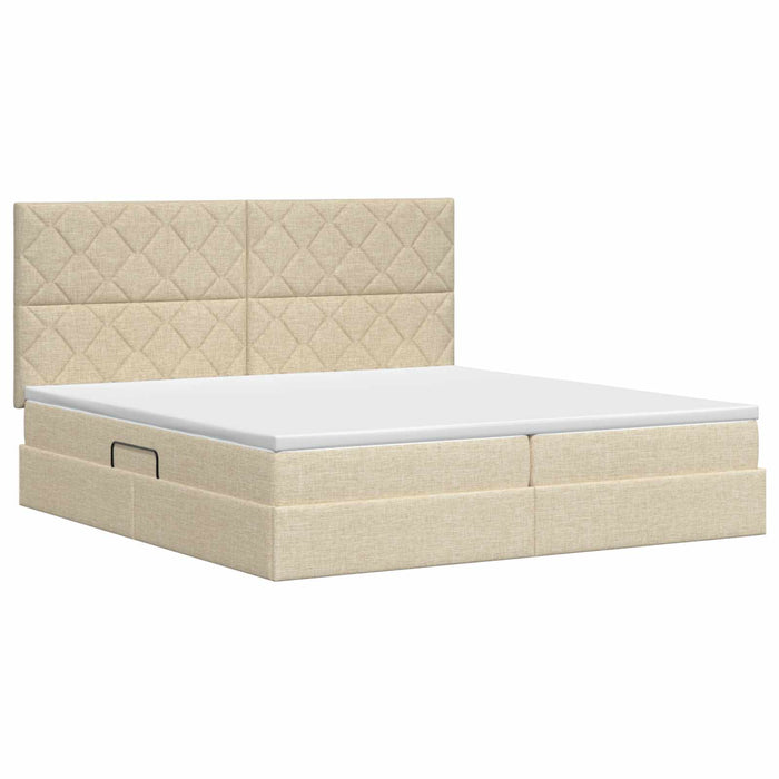 Pat cu saltea și spațiu de depozitare Crem 200 x 200 cm WALTI