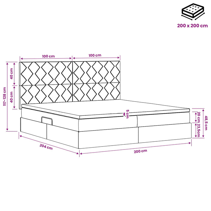 Pat cu saltea și spațiu de depozitare albastru 200 x 200 cm WALTI