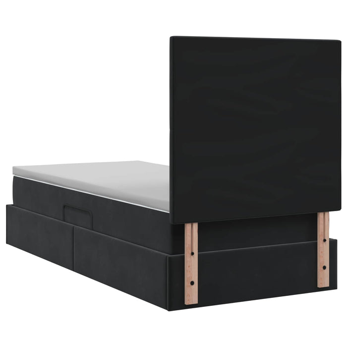 Pat cu saltea și spațiu de depozitare cu headboard Catifea WALTI