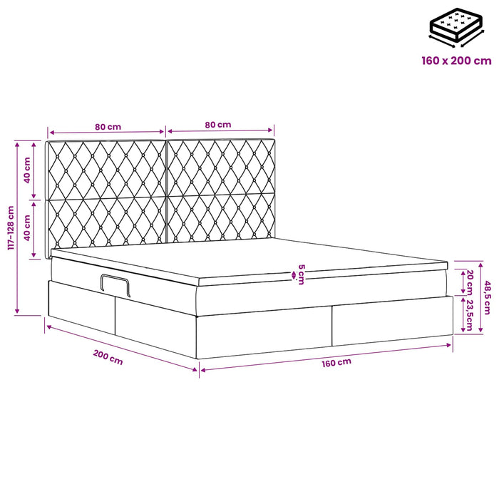 Pat cu saltea și spațiu de depozitare Gri închis 160 x 200 cm WALTI