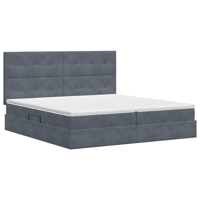 Pat cu saltea și spațiu de depozitare Gri închis 200 x 200 cm WALTI