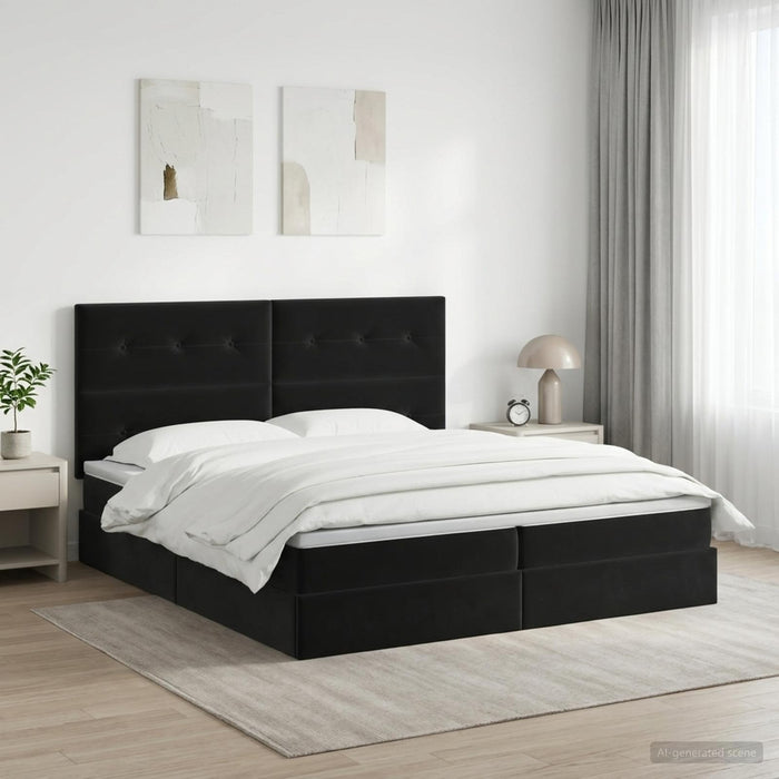 Pat cu saltea și spațiu de depozitare Negru 200 x 200 cm WALTI