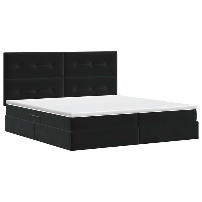 Pat cu saltea și spațiu de depozitare Negru 200 x 200 cm WALTI