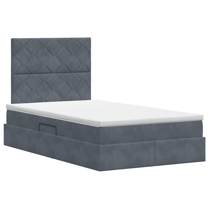 Pat cu saltea și spațiu de depozitare Gri închis 120 x 200 cm WALTI