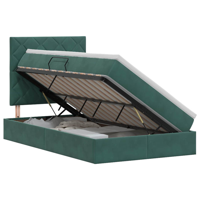 Pat cu saltea și spațiu de depozitare Verde închis 120 x 200 cm WALTI
