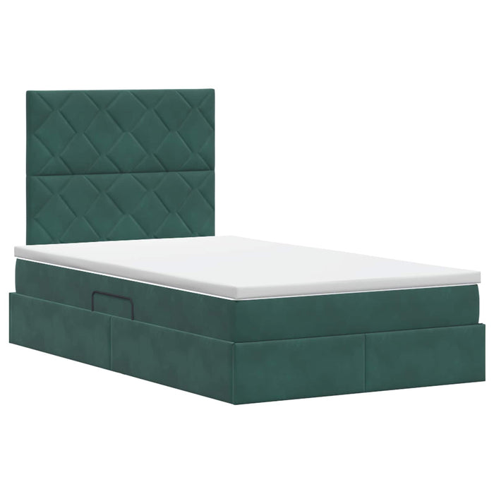 Pat cu saltea și spațiu de depozitare Verde închis 120 x 200 cm WALTI