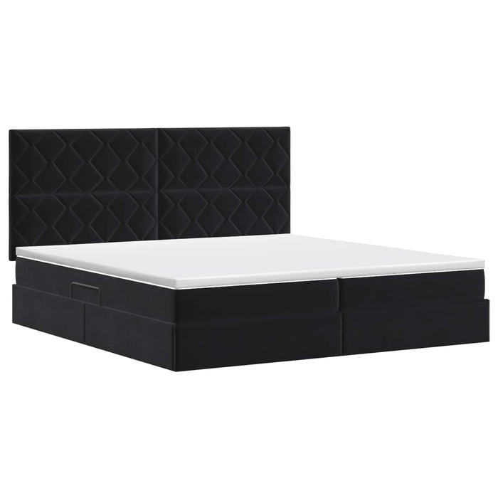 Pat cu saltea și spațiu de depozitare Negru 200 x 200 cm - WALTI WALTI