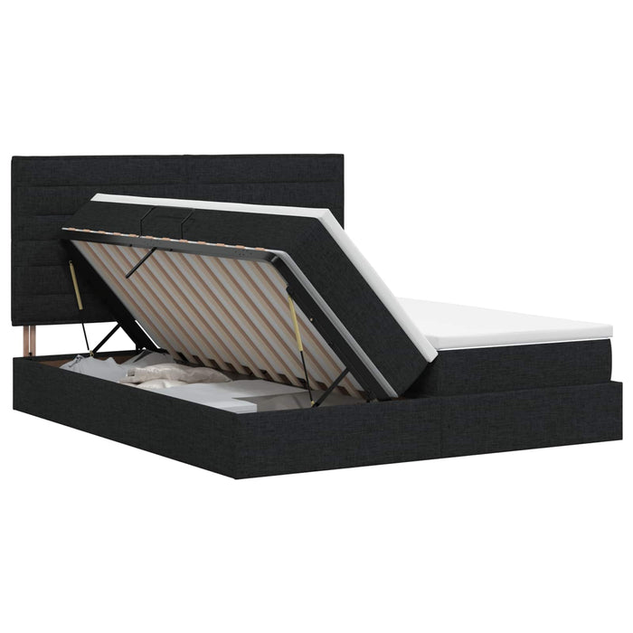 Pat cu storage cu headboard Negru 180 x 200 cm Țesătură WALTI