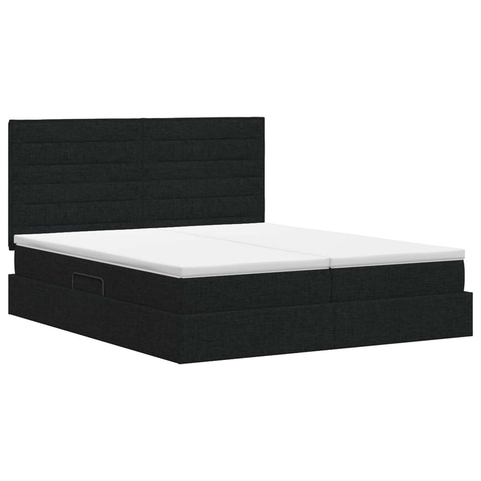 Pat cu storage cu headboard Negru 180 x 200 cm Țesătură WALTI