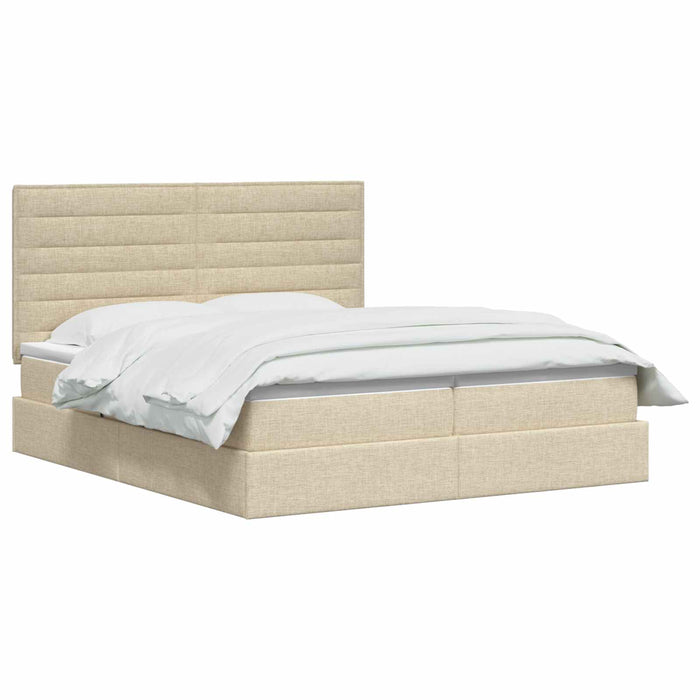 Pat cu storage cu headboard Crem 180 x 200 cm Țesătură WALTI