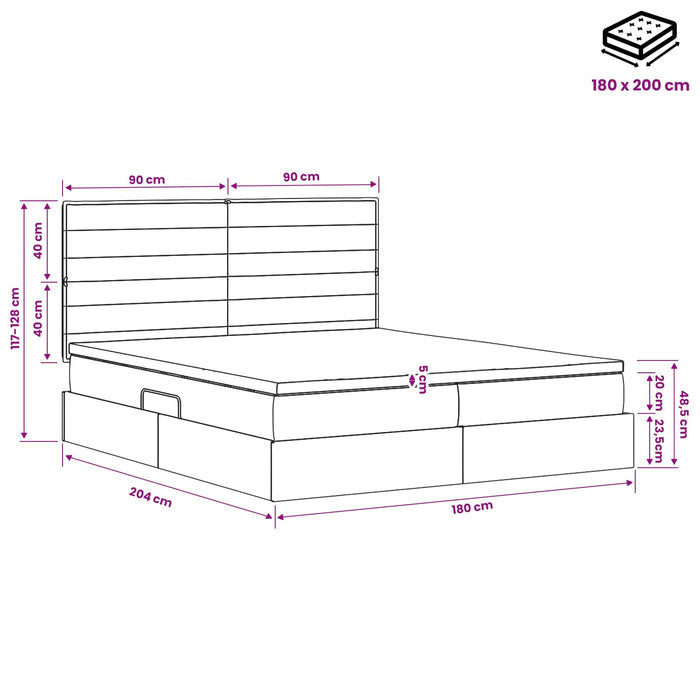 Pat cu storage cu headboard albastru 180 x 200 cm Țesătură WALTI